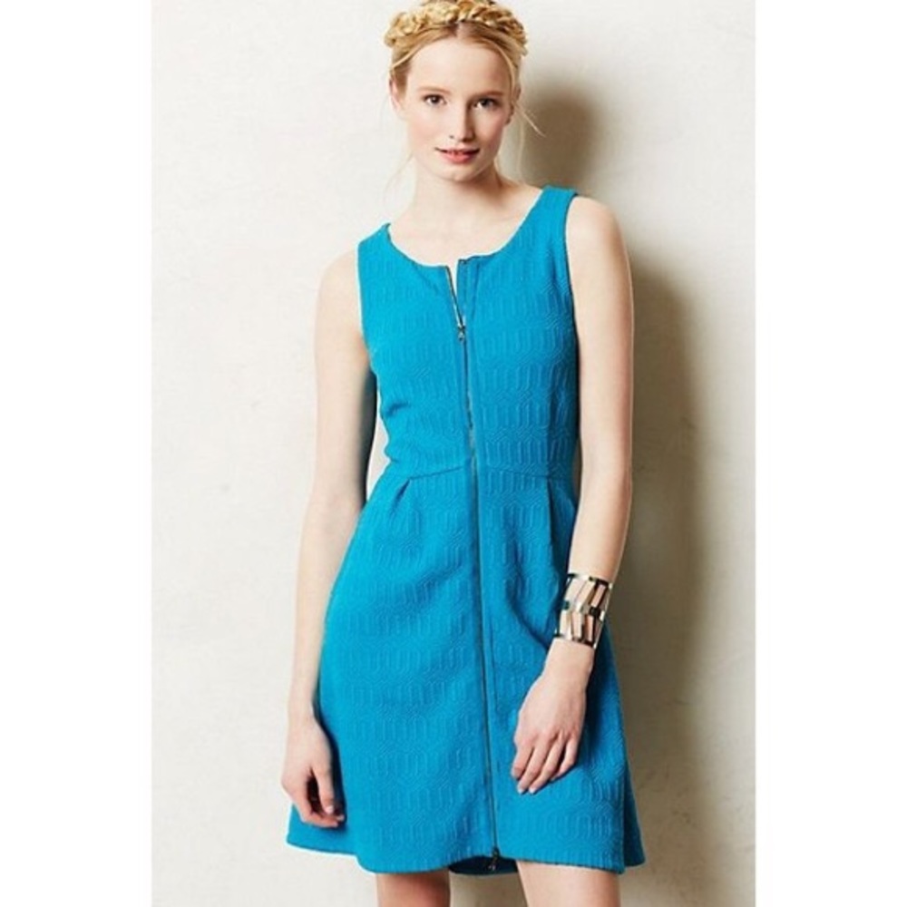 🐬 Anthropologie Leifsdottir Turquiose Zip Dress